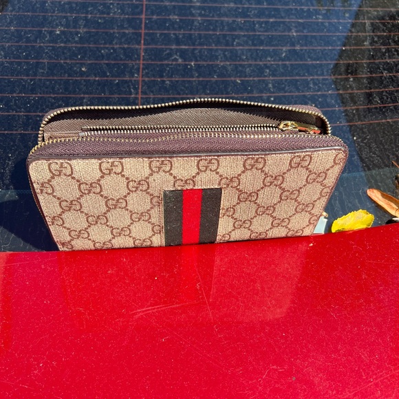 Gucci Monogram Wallet with Red and Black Stripe - Picture 1 of 2